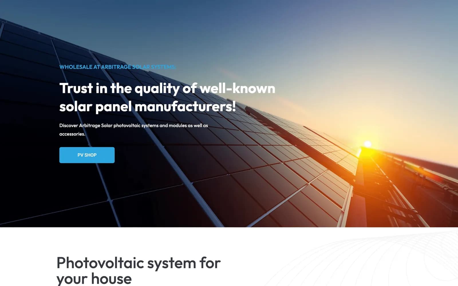 Arbitrage Solar website — homepage screenshot