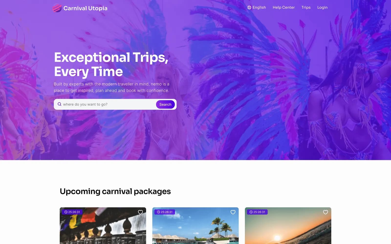 Carnival Utopia website — homepage screenshot