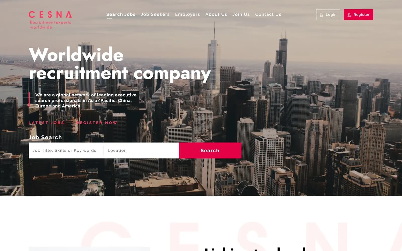 Cesna website — homepage screenshot