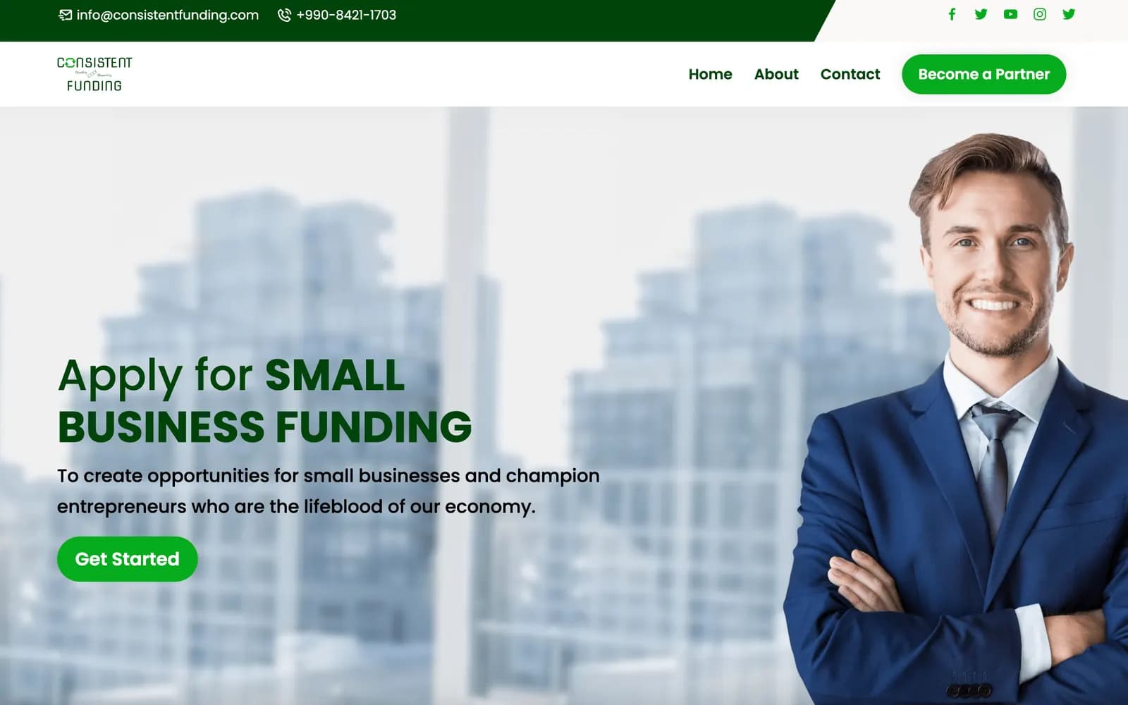 Consistent Funding website — homepage screenshot
