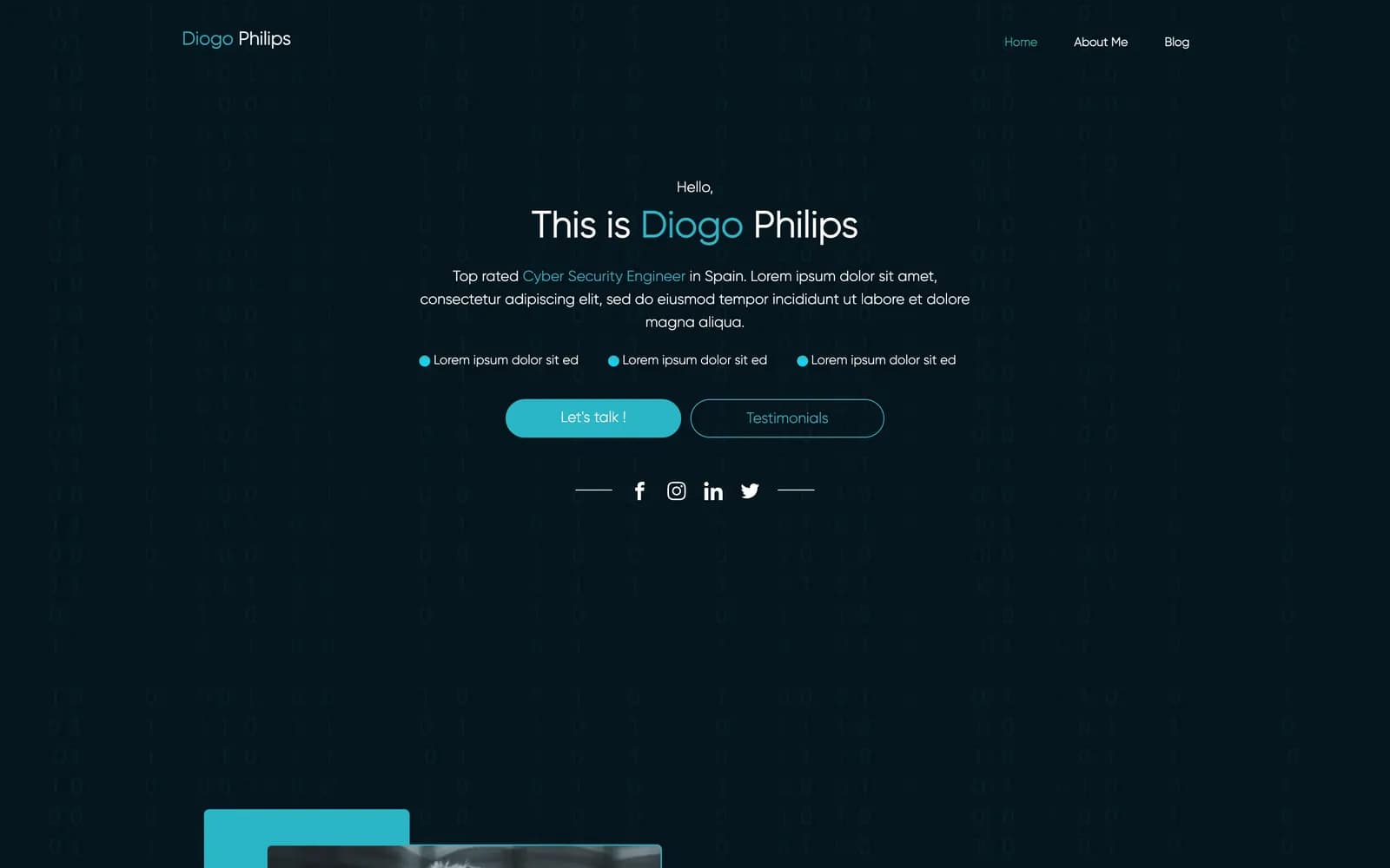 Diogo Philips Portfolio website — homepage screenshot