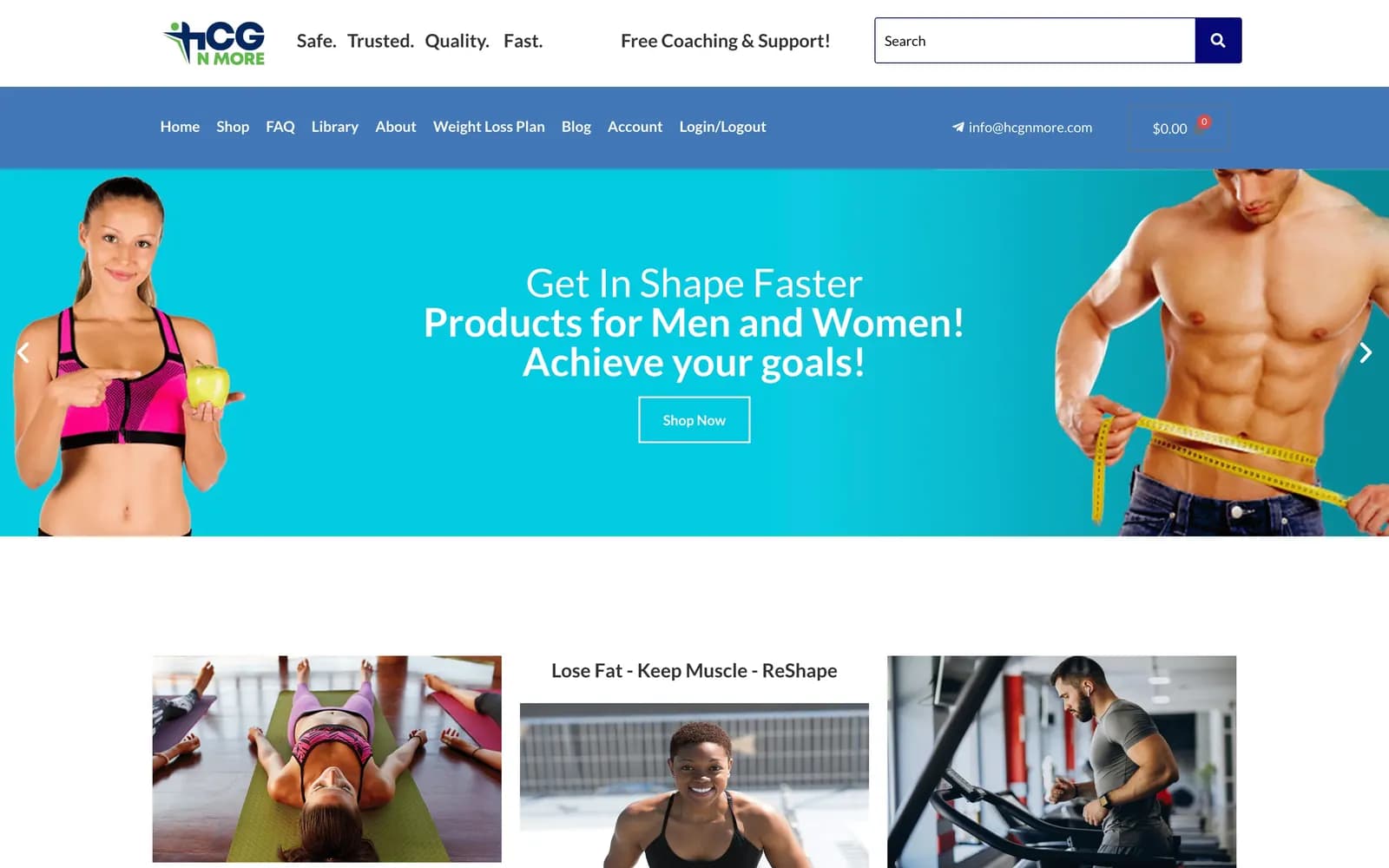 HCG & More website — homepage screenshot