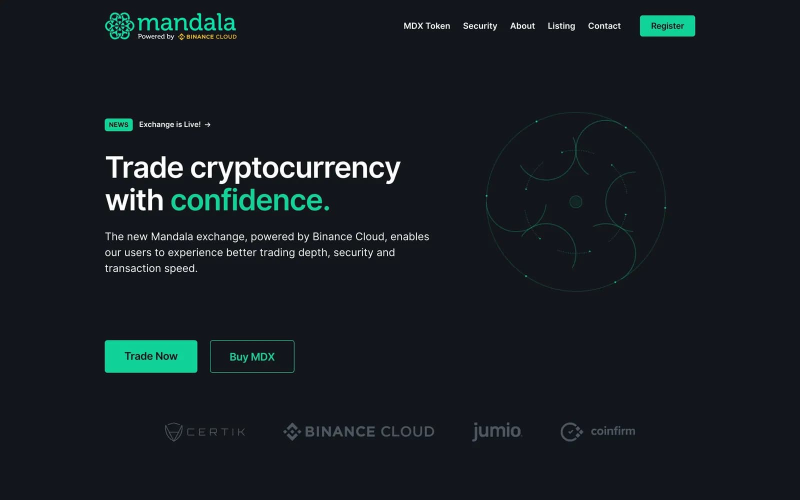 Mandala website — homepage screenshot