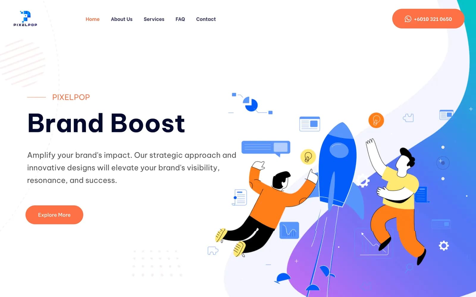 PixelPop website — homepage screenshot