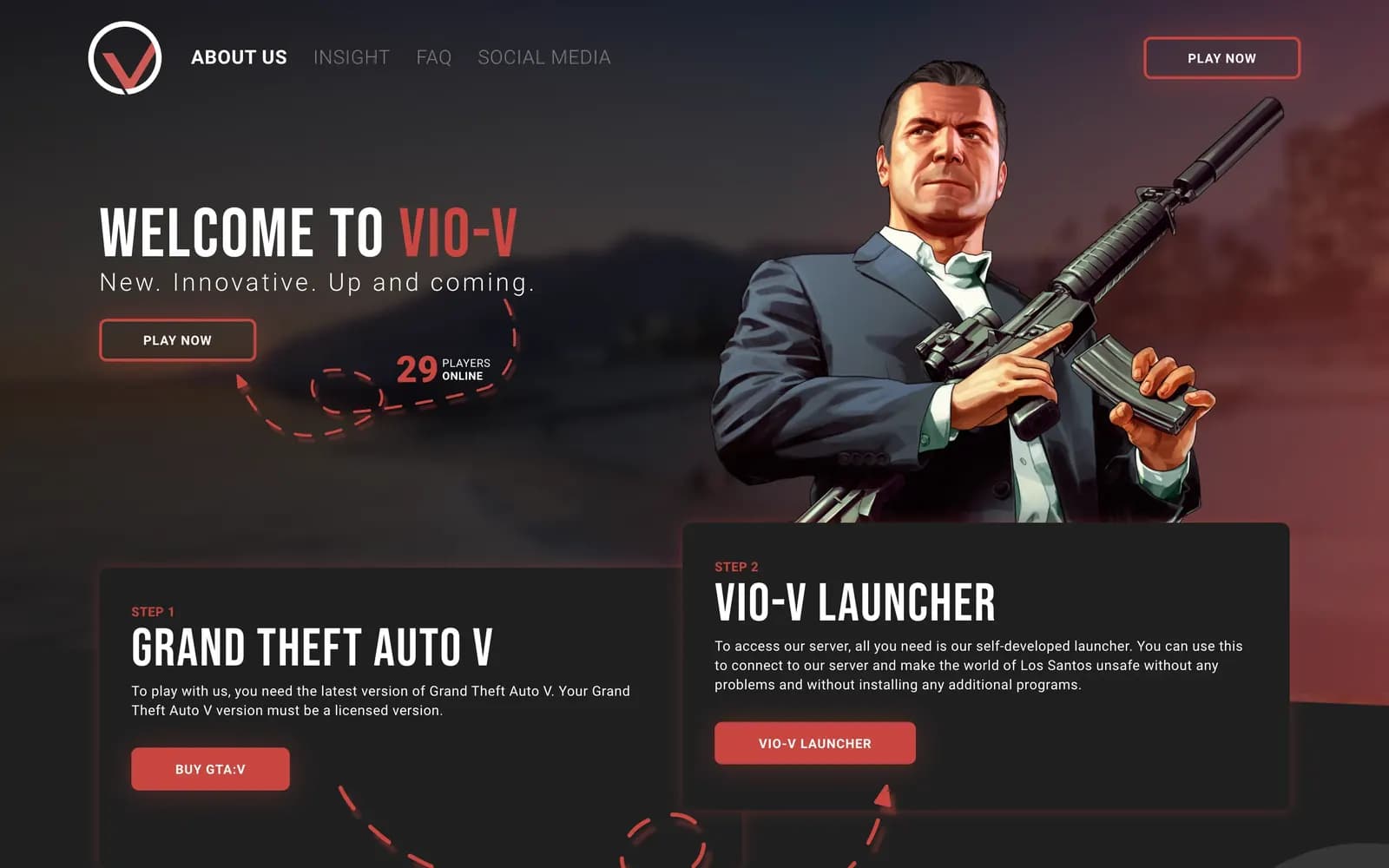 Vio-V website — homepage screenshot