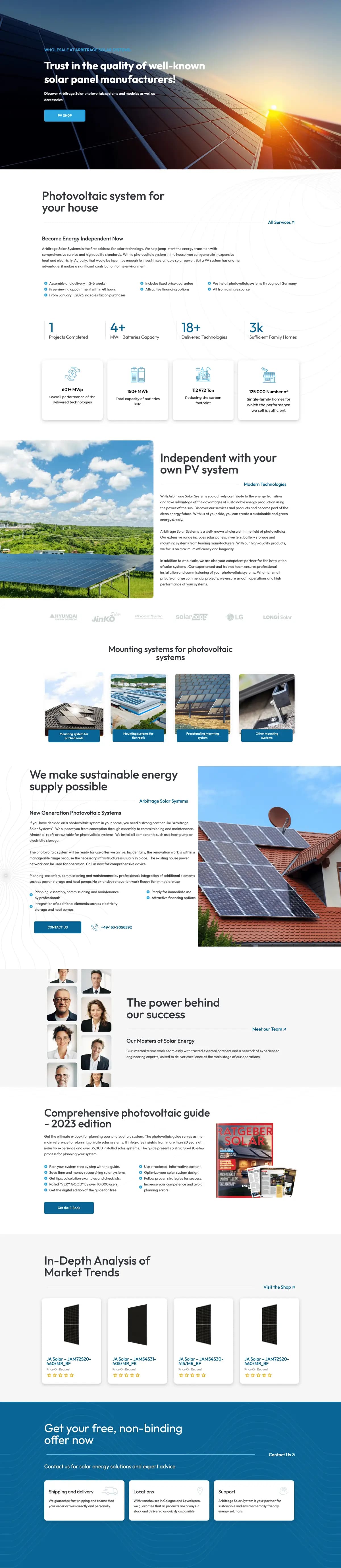 Arbitrage Solar website — full-page screenshot
