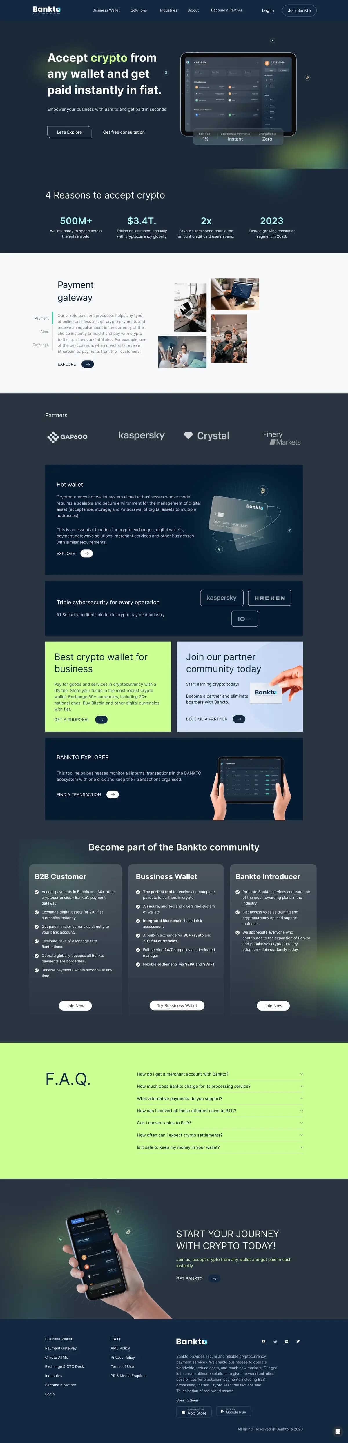 Bankto website — full-page screenshot