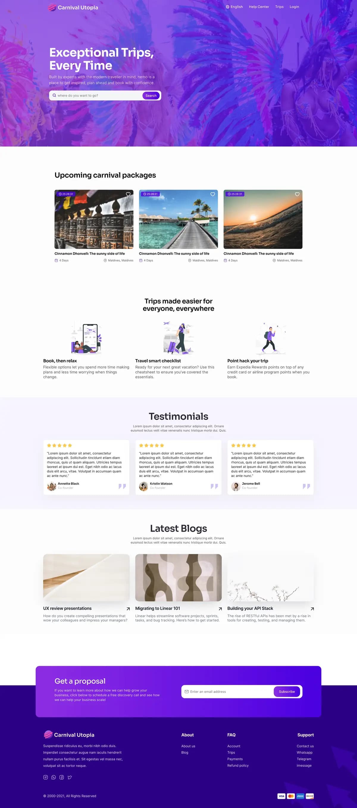 Carnival Utopia website — full-page screenshot