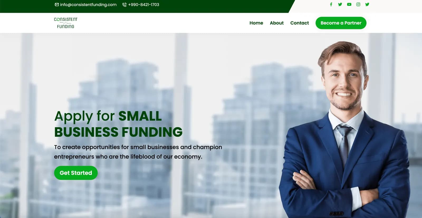 Consistent Funding website — homepage screenshot