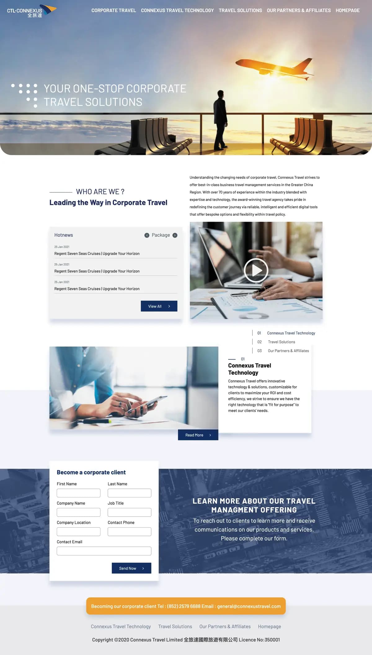 Corporate Travel website — full-page screenshot