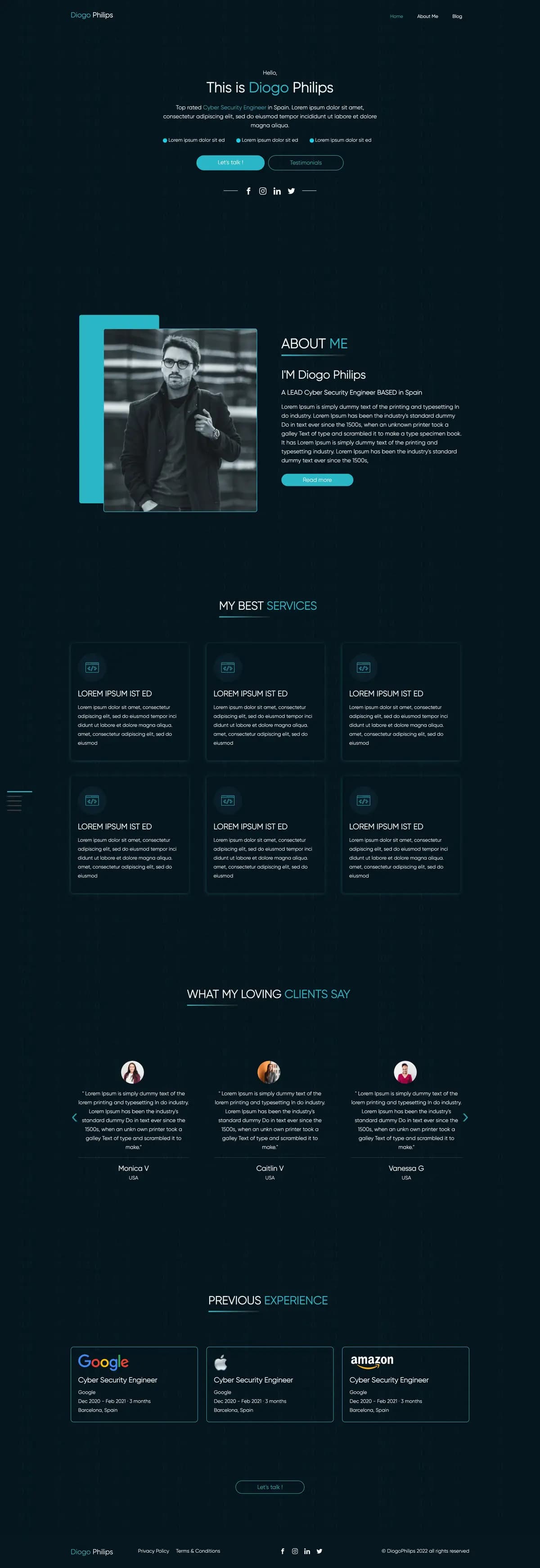 Diogo Philips Portfolio website — full-page screenshot