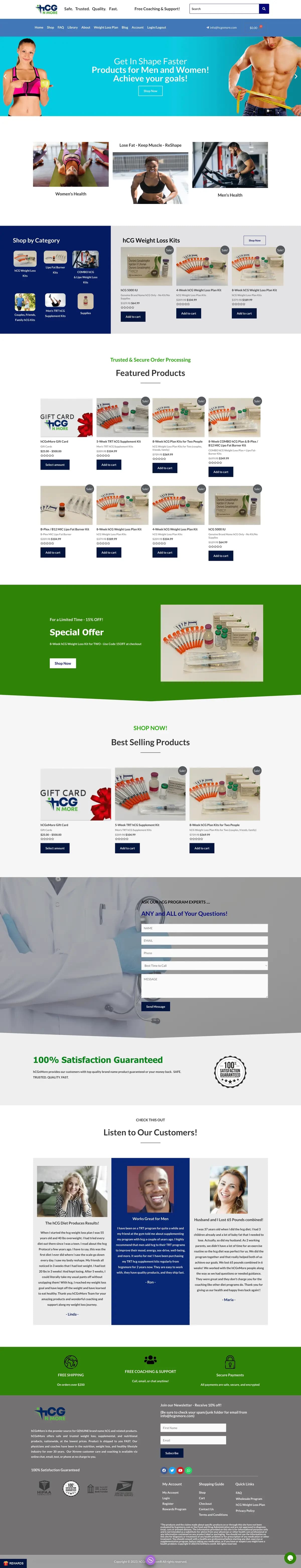 HCG & More website — full-page screenshot