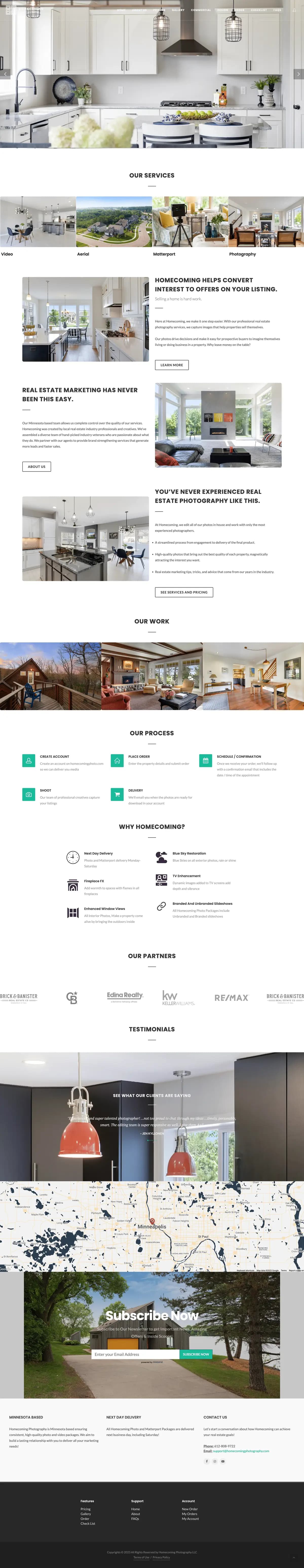 HomeComingPhoto website — full-page screenshot