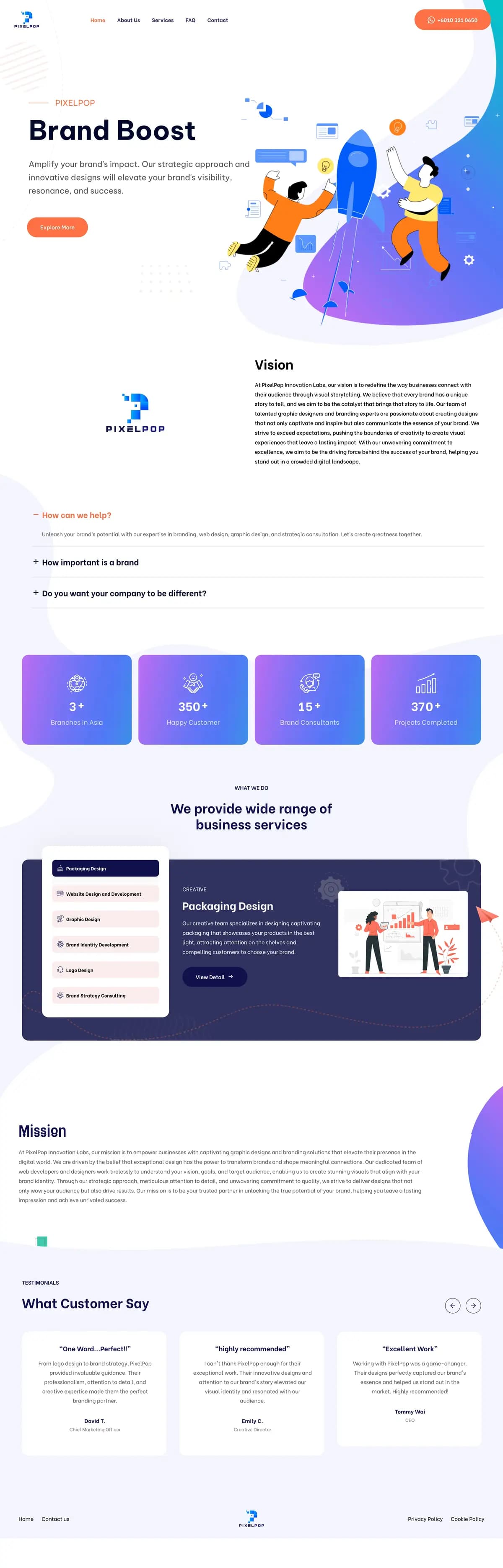 PixelPop website — full-page screenshot