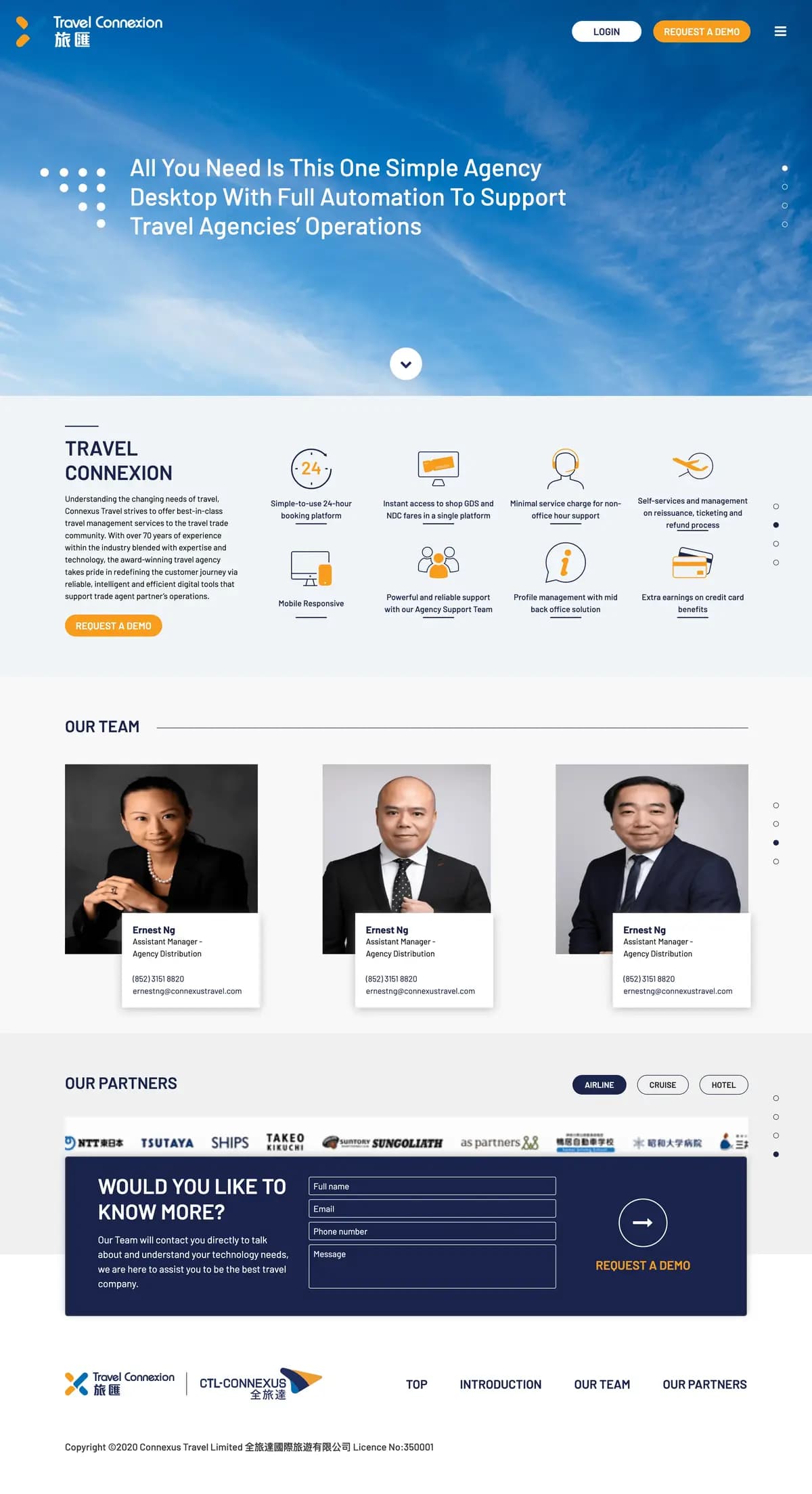Travel Connexion website — full-page screenshot