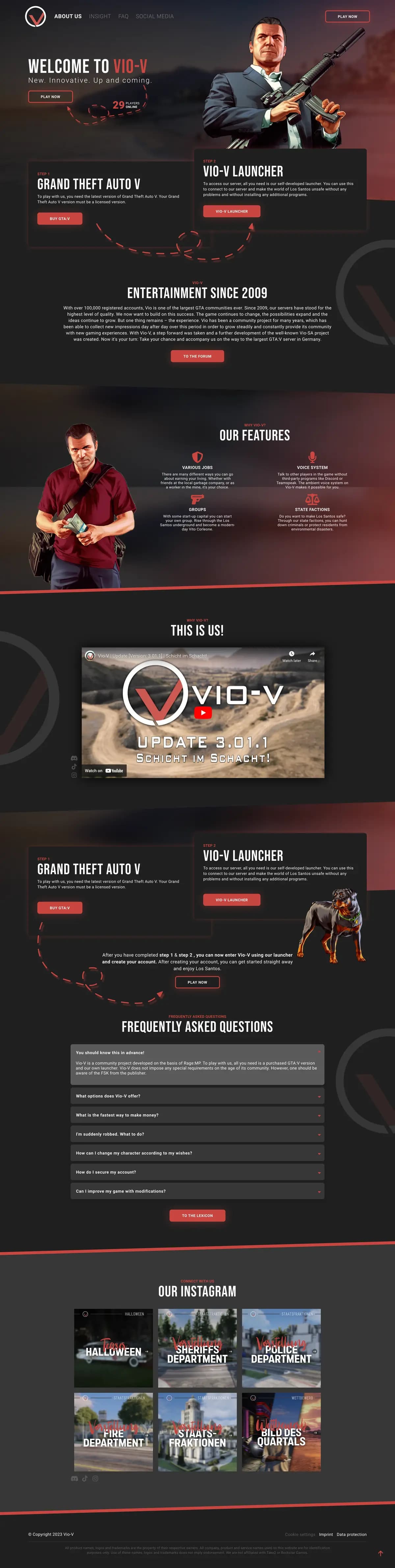 Vio-V website — full-page screenshot